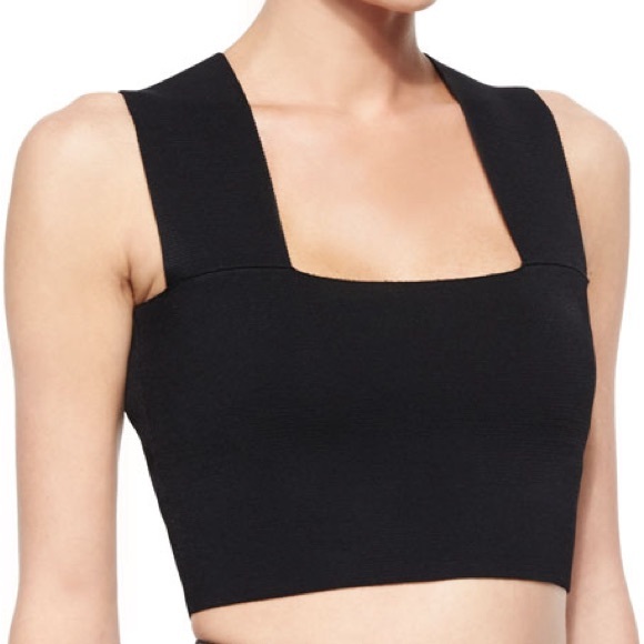A.L.C. Tops - ALC Black “Ali” Knit Sleeveless Square Neckline Crop Top Size Large